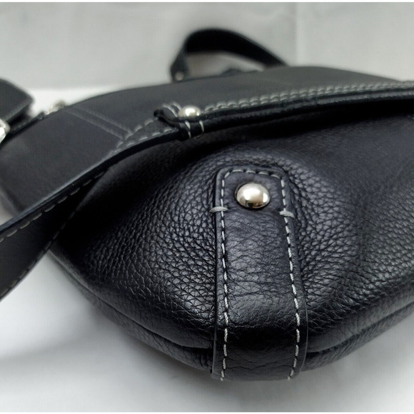 Coach Penelope Black Pebbled Leather Zipper Pockets Crossbody Bag - Picture 8 of 14